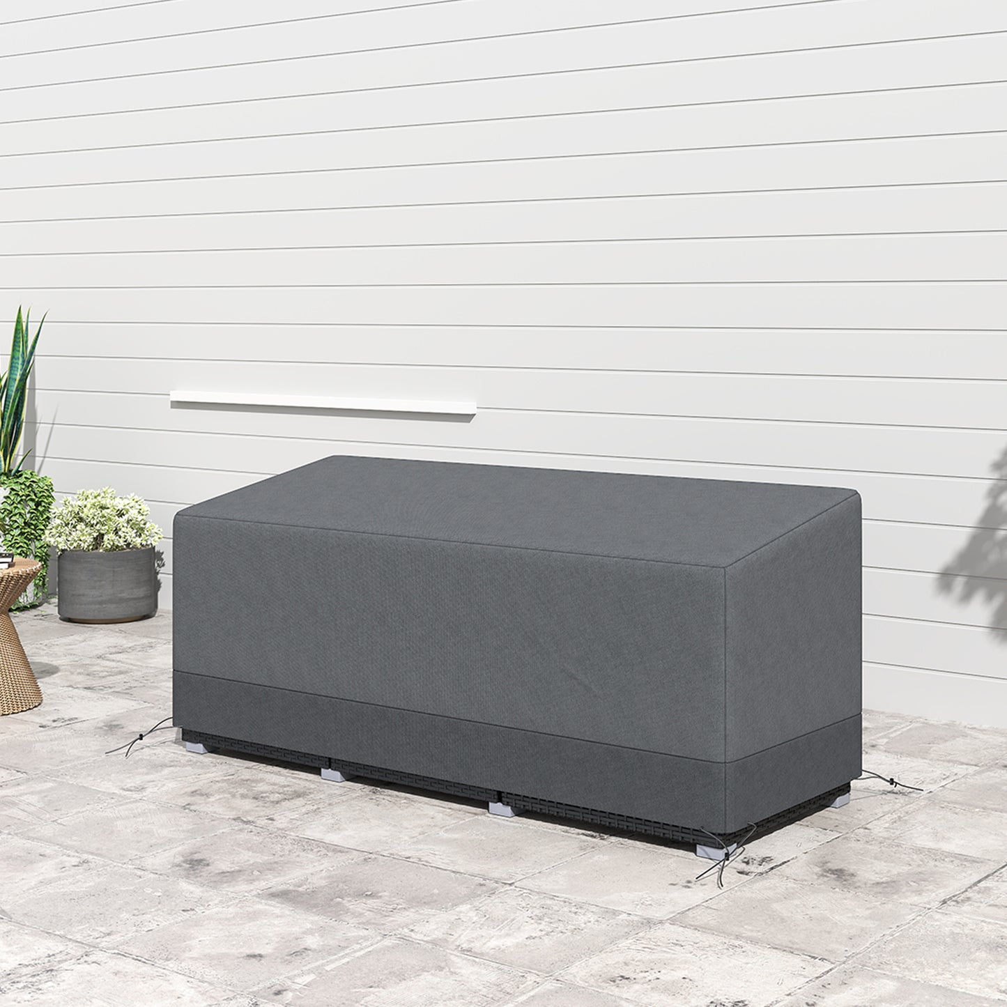 Outsunny Rectangular Patio Garden Furniture Cover Waterproof for 3 Seater Sofa Bistro Set, UV Resistant Protection 600D Oxford Fabric Rattan Lounge Clean Cover, 190 x 72 x 76cm, Grey