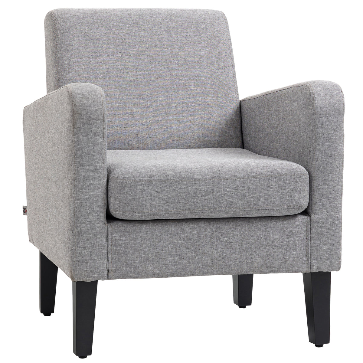 HOMCOM light grey linen-look armchair with boxy arms and black legs
