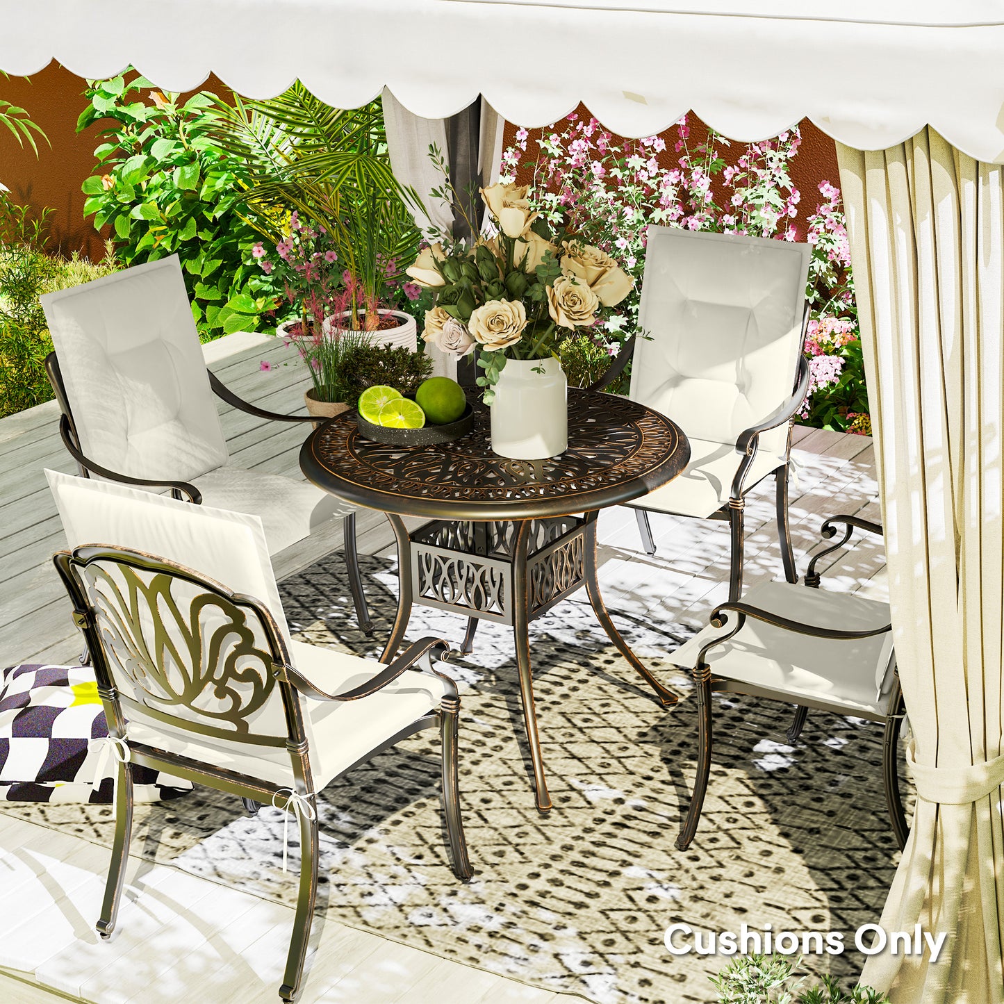 Outsunny Set of Four Padded Garden Seat Cushions - White