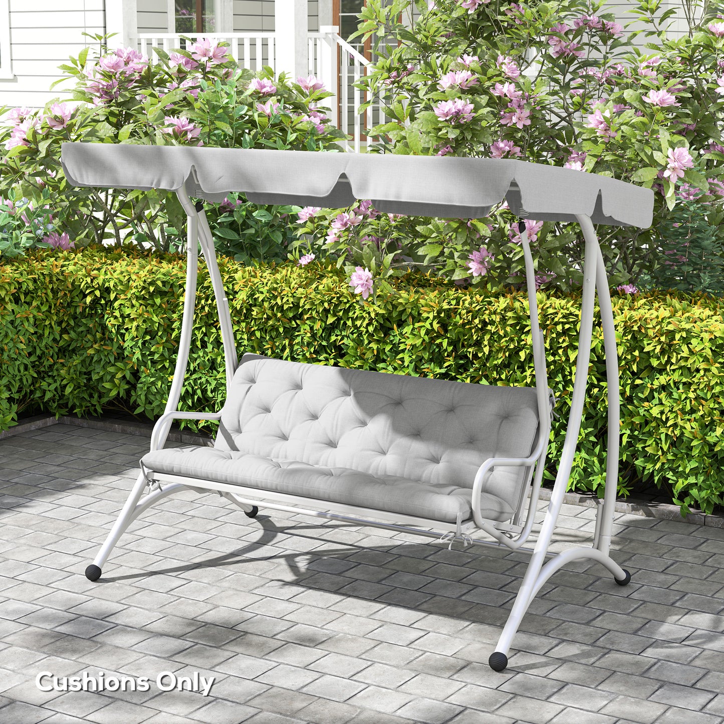 Outsunny Three-Seater Bench Cushion - Light Grey