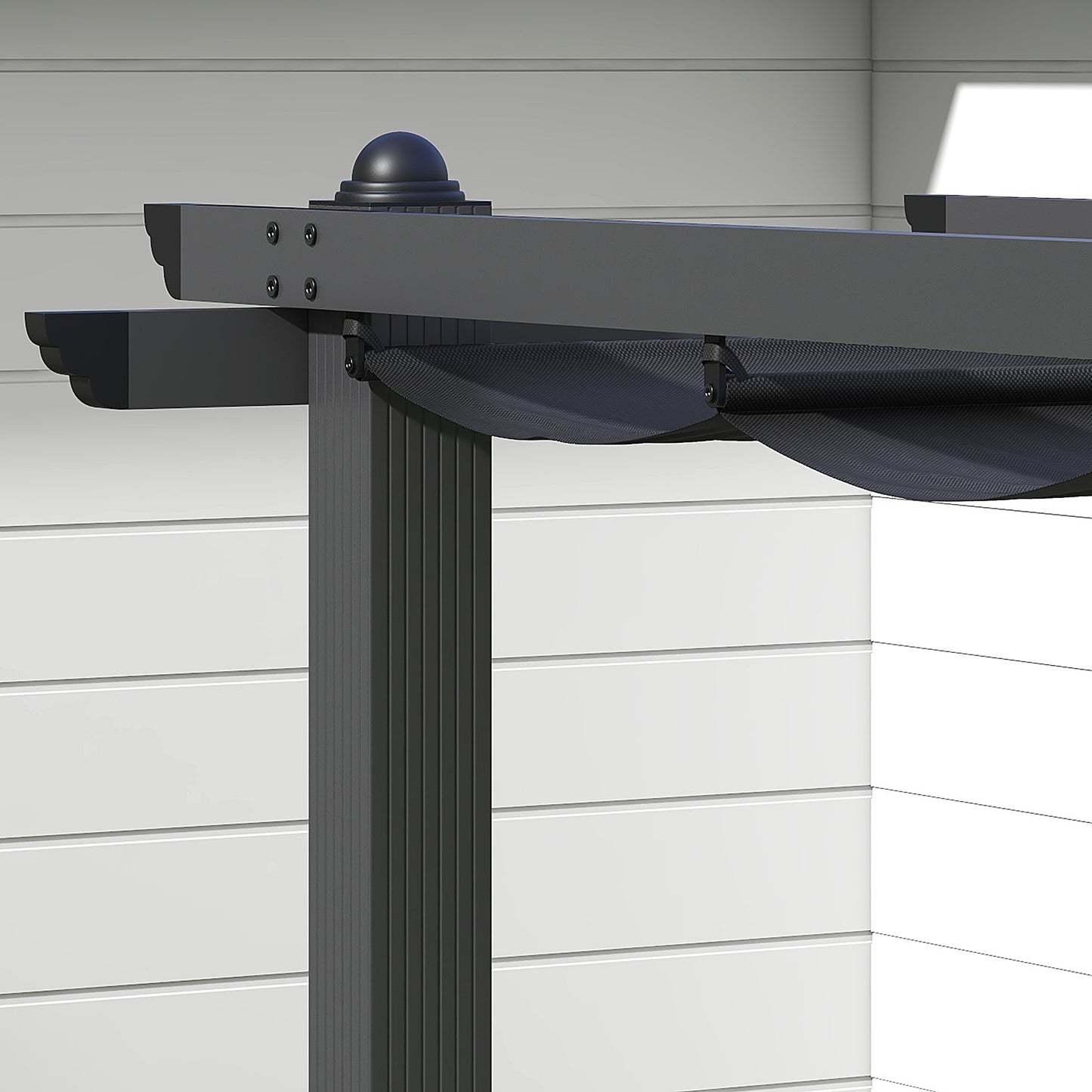 Outsunny 3 x 3m Aluminium Pergola with Retractable Roof and L4 Wind-proof - Dark Grey