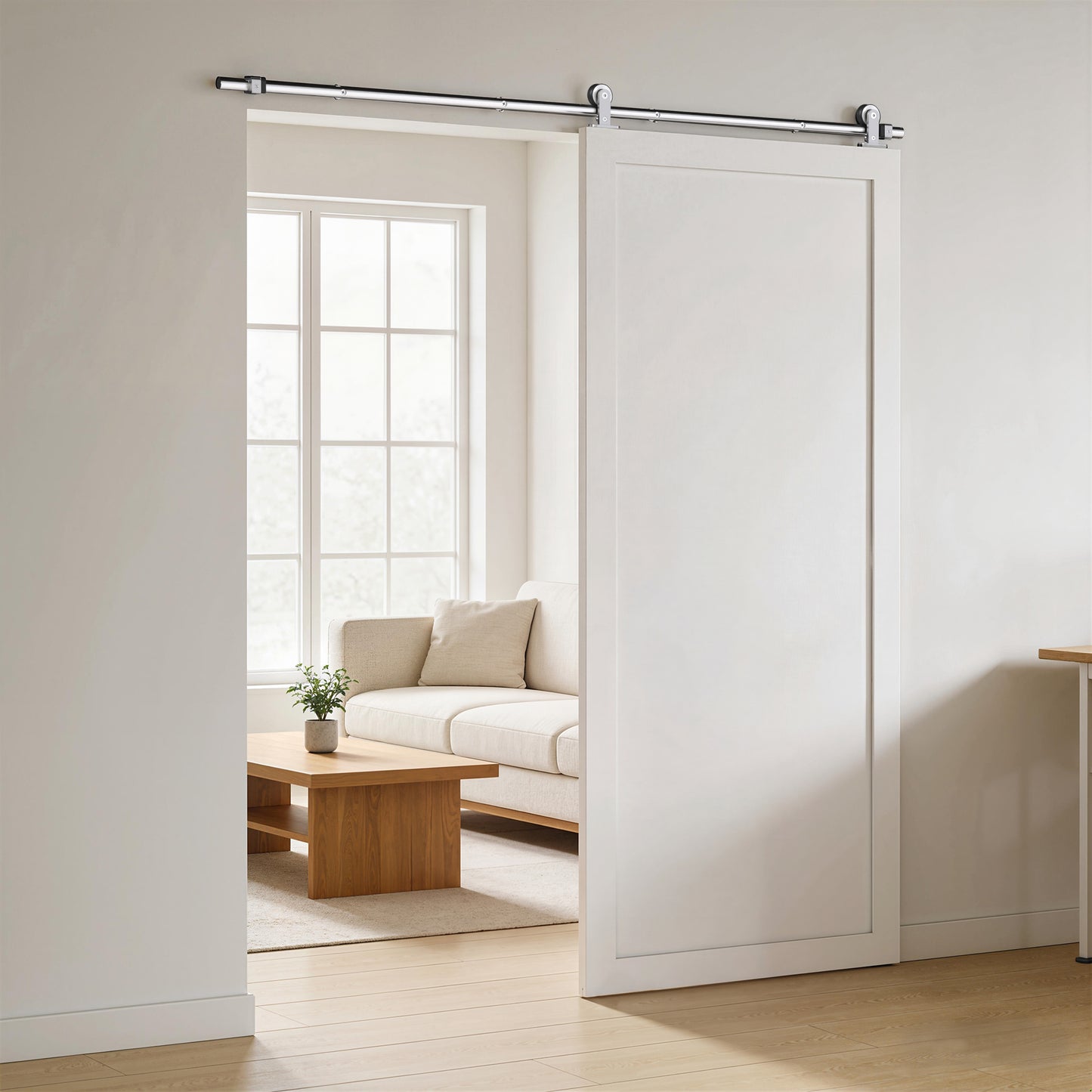 HOMCOM Sliding Door Hardware Kit Smooth Quiet 304 Stainless Steel for 180cm Track Sliver Tone