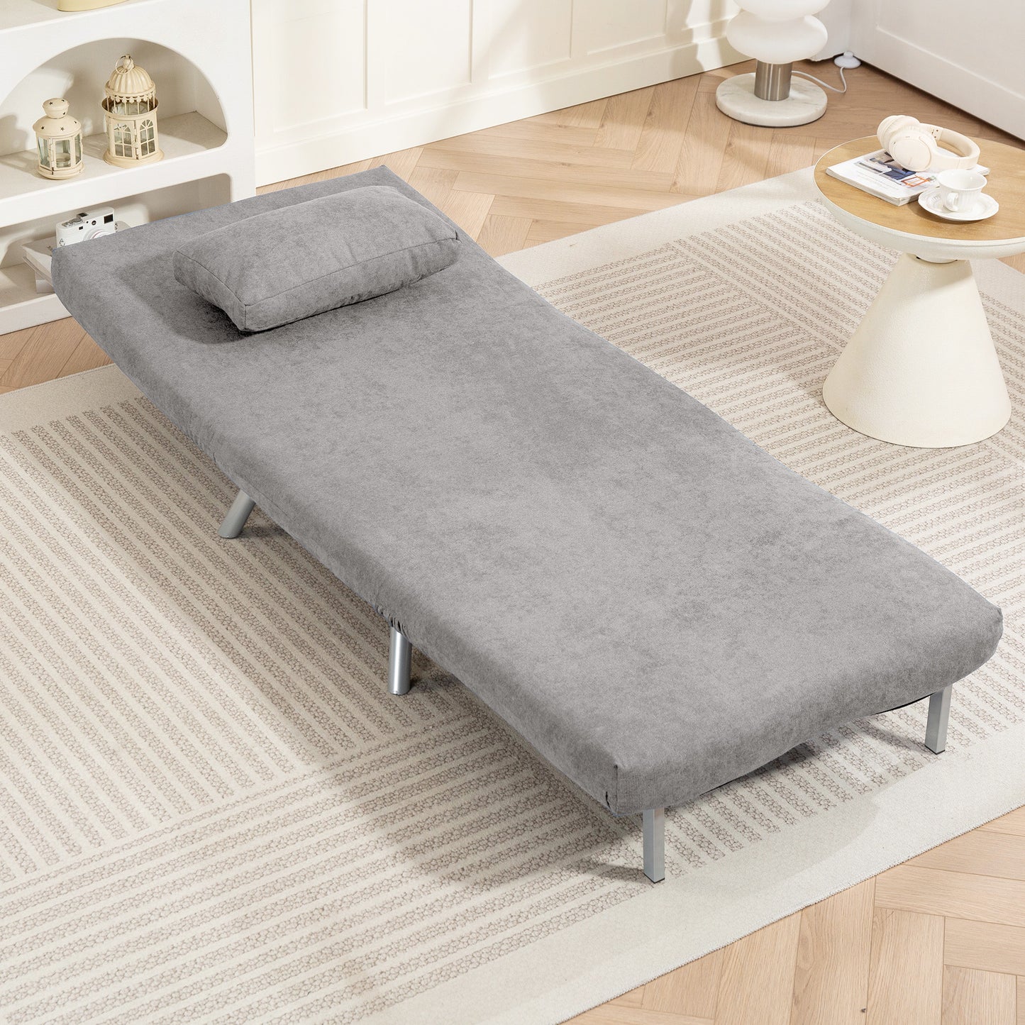 HOMCOM Single Snow Flannel Chair Bed - Grey