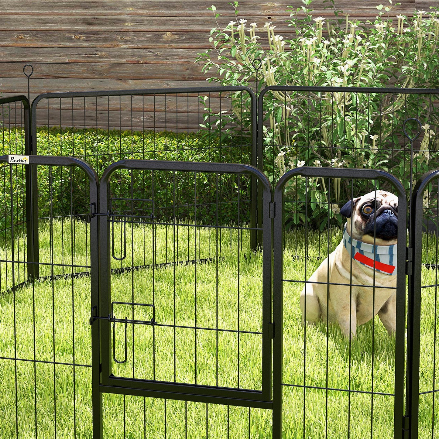 PawHut Steel 8 Panel Dog pen Pet Puppy PlayPen Grey