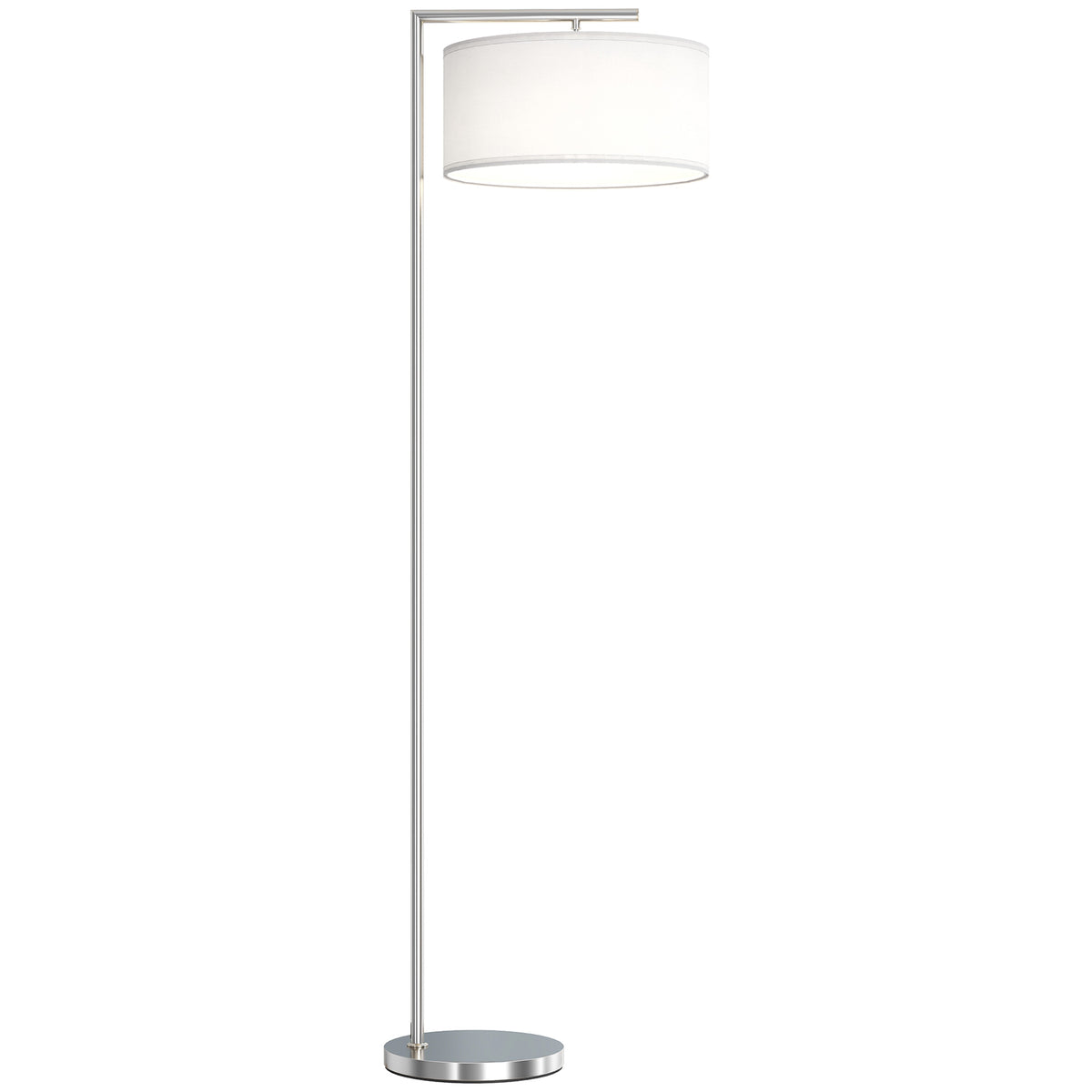 Photo of HOMCOM Floor Lamp, Modern Standing Lamp with Linen Lampshade, Round Base for Living Room, Bedroom, Dining Room, 153cm, Silver Tone in Tone colour on a white background