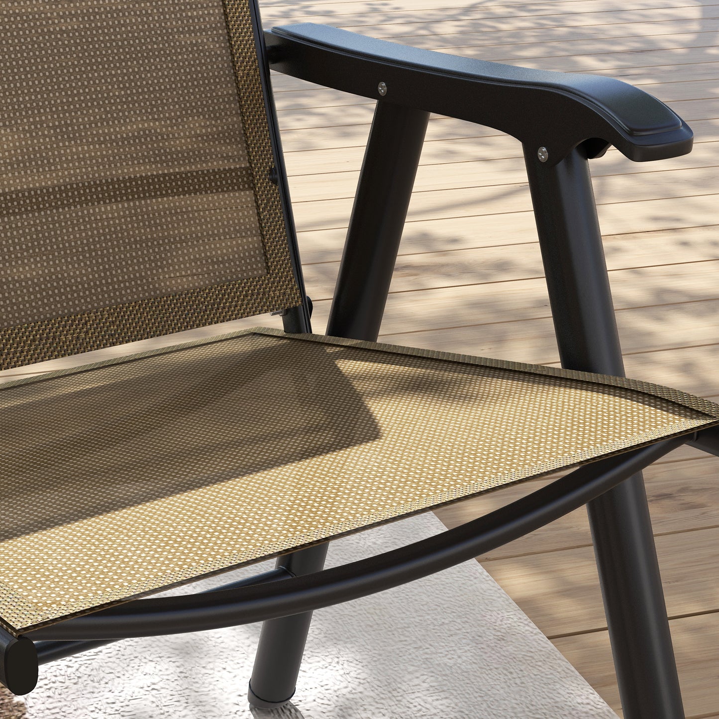 Outsunny Set of Four Folding Garden Chairs - Light Brown