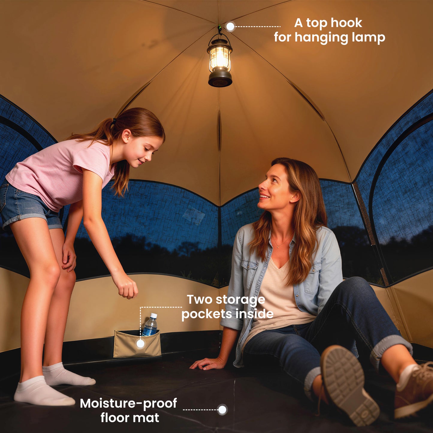 Outsunny 3 Man Instant Pop Up Tent with Rainfly, Portable Camping Shelter with Sewn-in Groundsheet, Carry Bag, Khaki