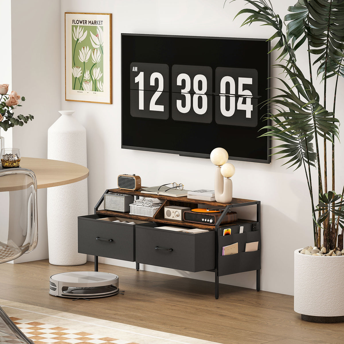 HOMCOM Industrial-Style TV Stand Cabinet - Brown