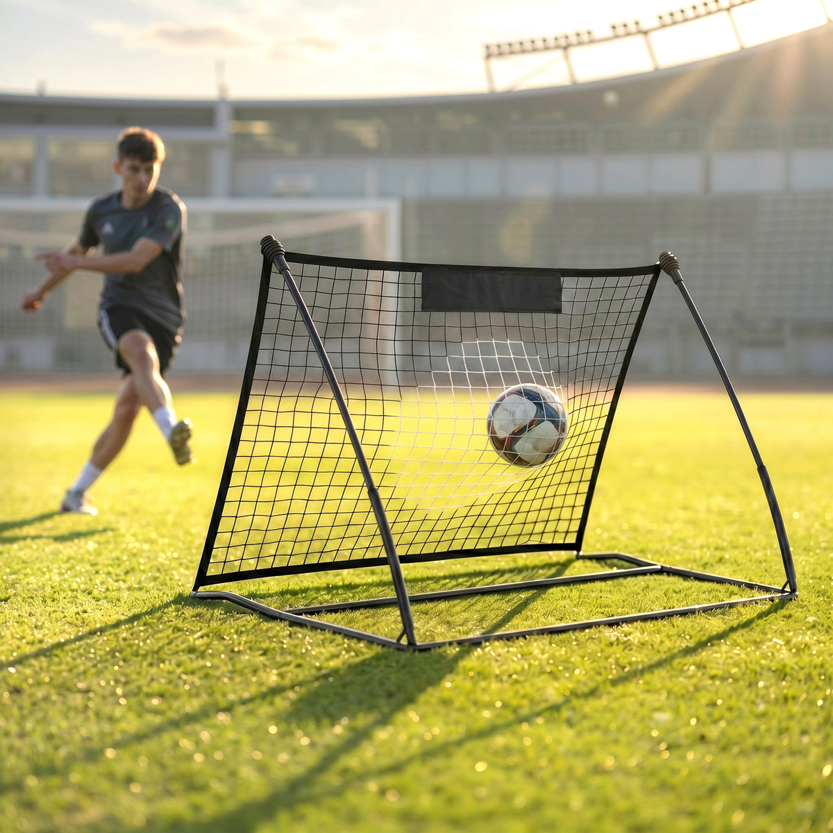 SPORTNOW Football Rebounder Net, Portable Kickback Football Rebounder Net with Carry Bag and Ground Stakes