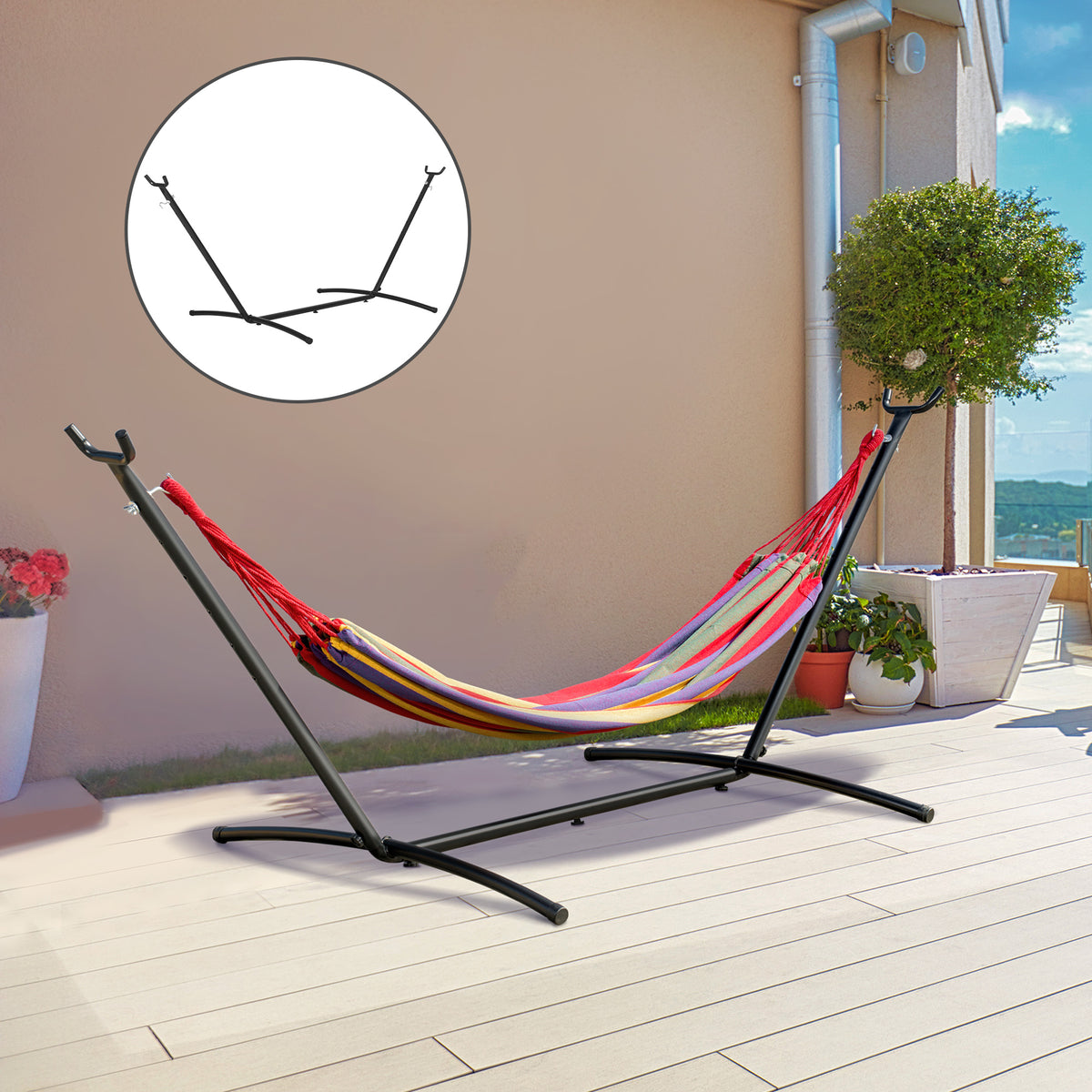 Outsunny 2.9m Universal Hammock Stand Metal Frame Garden Camping Picnic Outdoor Patio Replacement – Stand Only