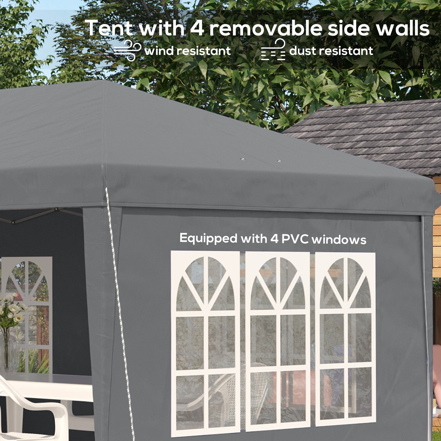 Outsunny 3 x 6m Pop-Up Gazebo, with Removable Walls - Grey