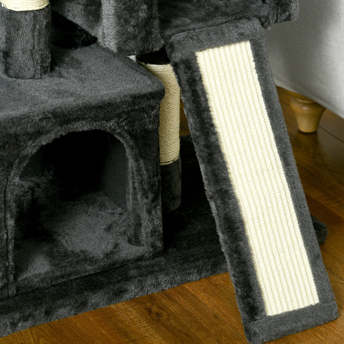 PawHut Cat Tree for Indoor Cats 81cm Cat Scratching Post Scratch Board Kitten Tower Climbing Frame, Black