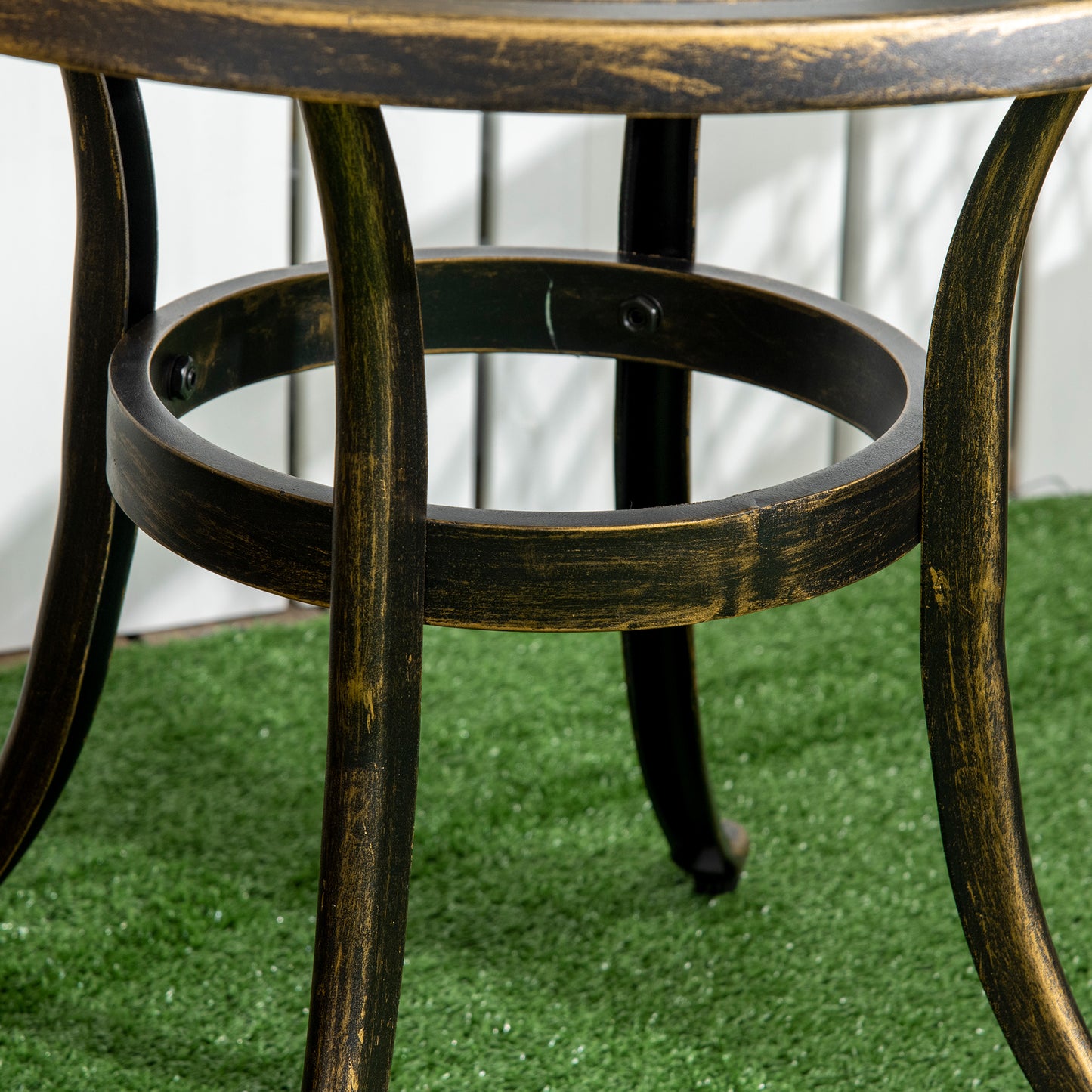 Outsunny Outdoor Garden Table, Cast Aluminium Patio End Table with Anti-slip Foot Pads for Garden, Patio, Balcony, 60 x 60 cm, Bronze Tone