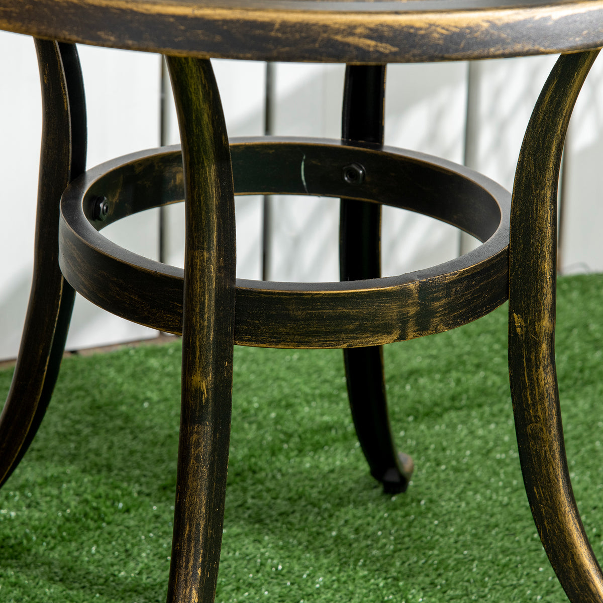Outsunny Outdoor Garden Table, Cast Aluminium Patio End Table with Anti-slip Foot Pads for Garden, Patio, Balcony, 60 x 60 cm, Bronze Tone