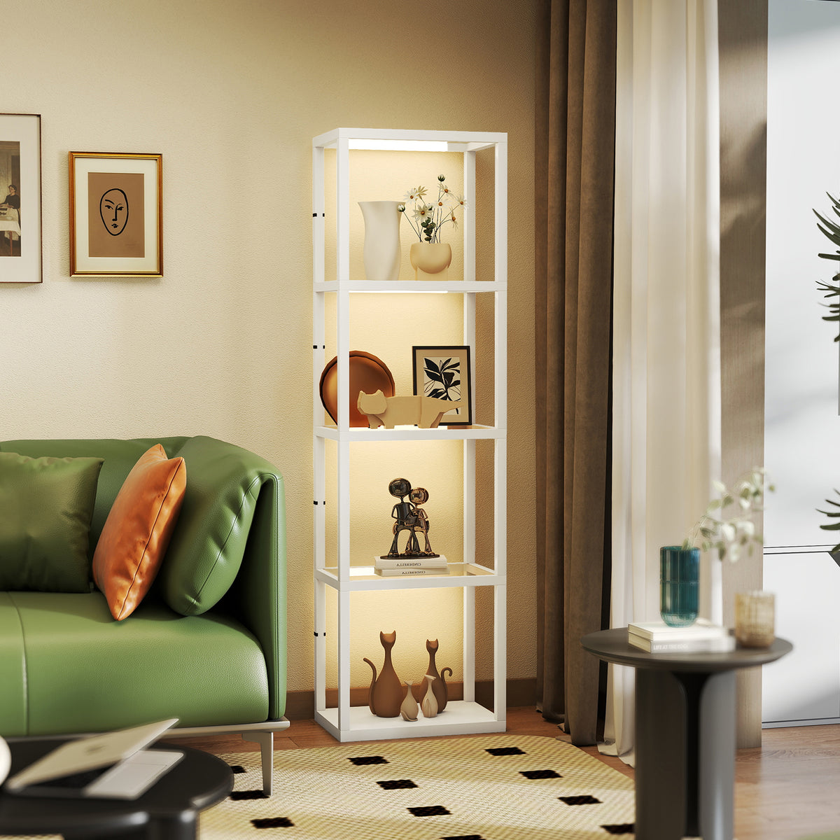 HOMCOM Four-Shelf Floor Lamp - White