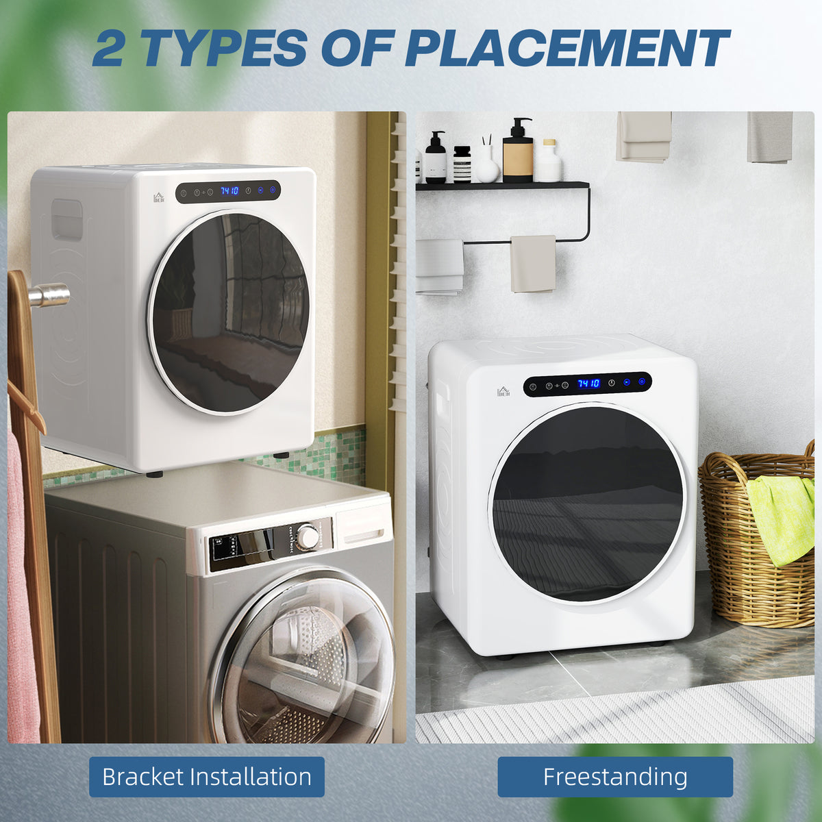 HOMCOM 4kg Compact 40-60℃ Tumble Dryer - White