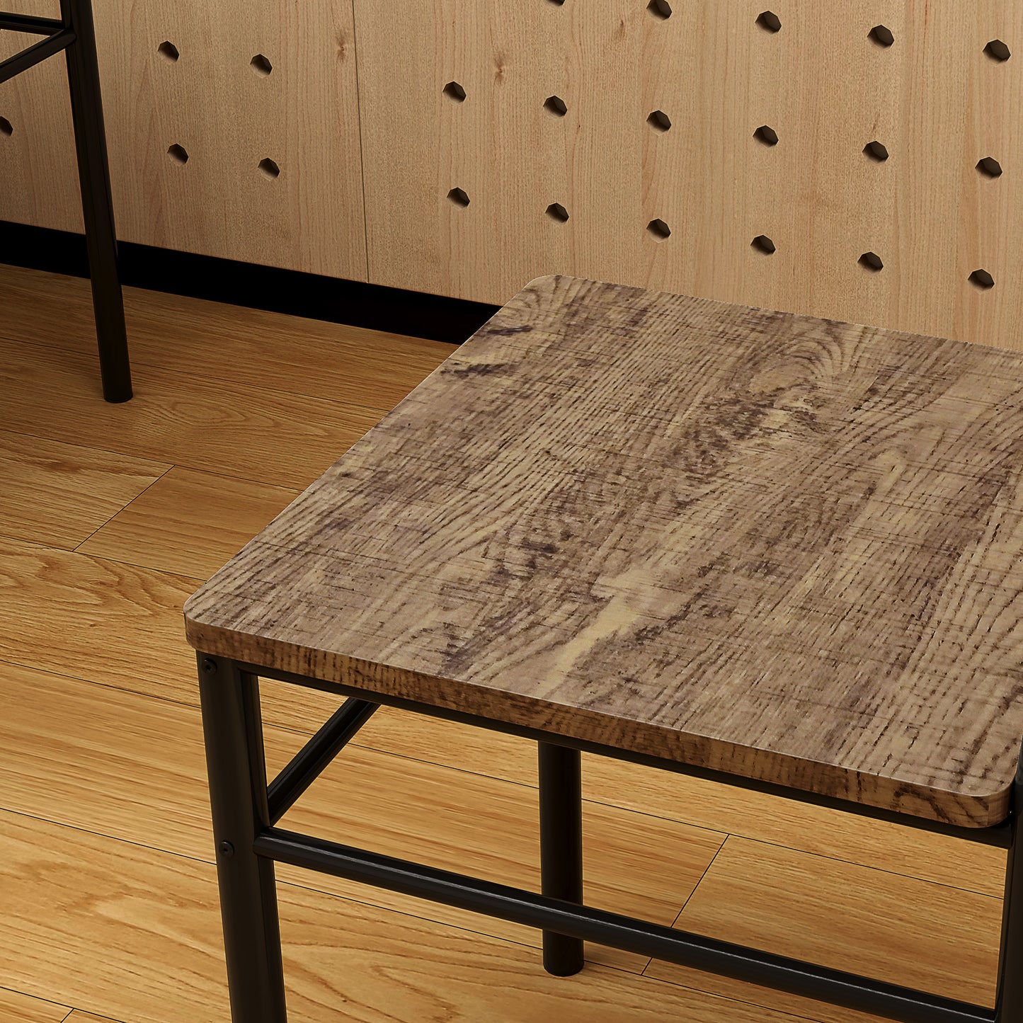 HOMCOM Five-Piece Minimal Dining Set - Oak-Effect/Black