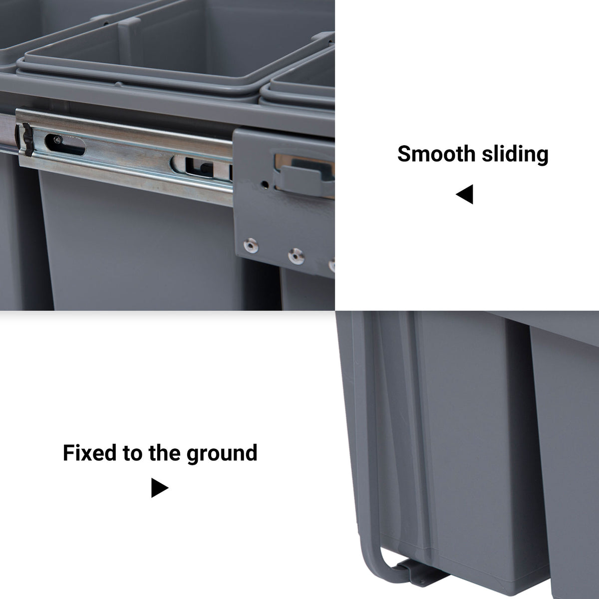 HOMCOM pull-out recycling bin with smooth slide rails and floor-fixing bracket