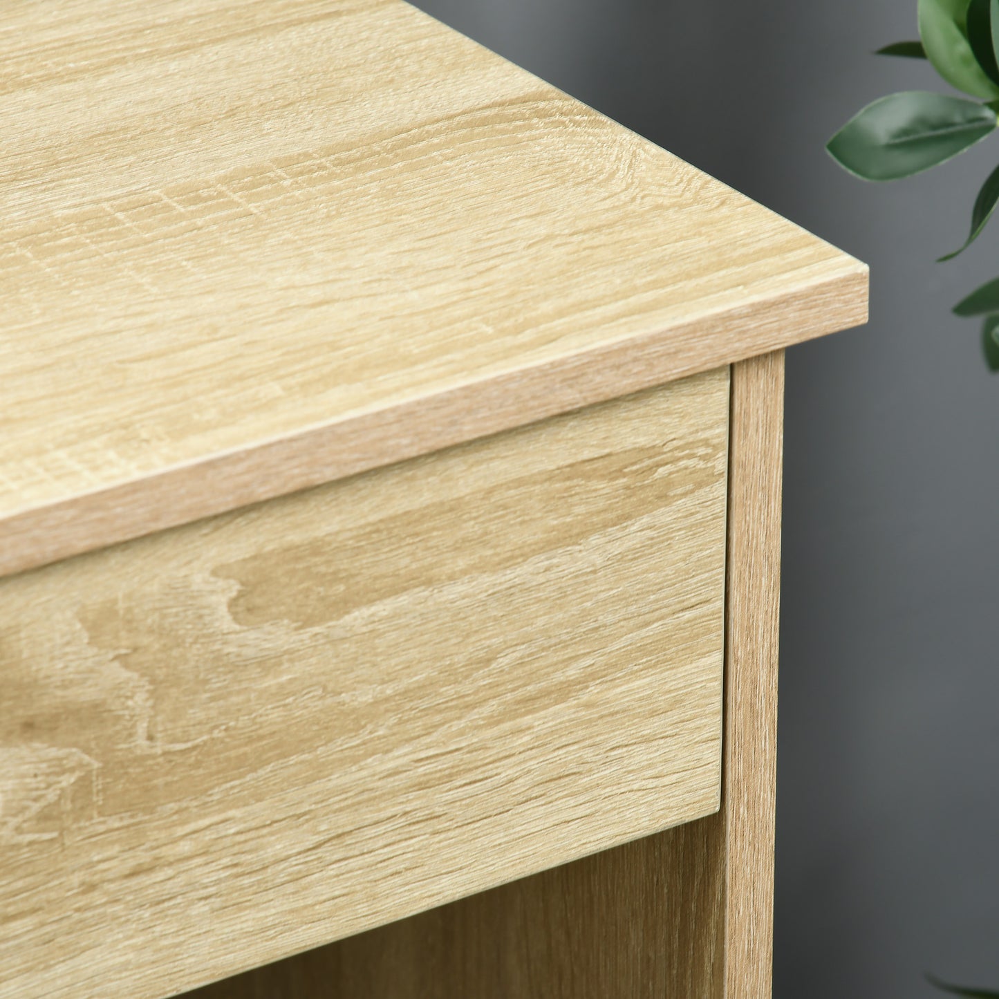 HOMCOM Computer Desk with 5 Drawers, Home Office Desk with Lockable Drawer and Storage Shelf, Study Table for Bedroom, 110 x 50 x 76 cm, Oak