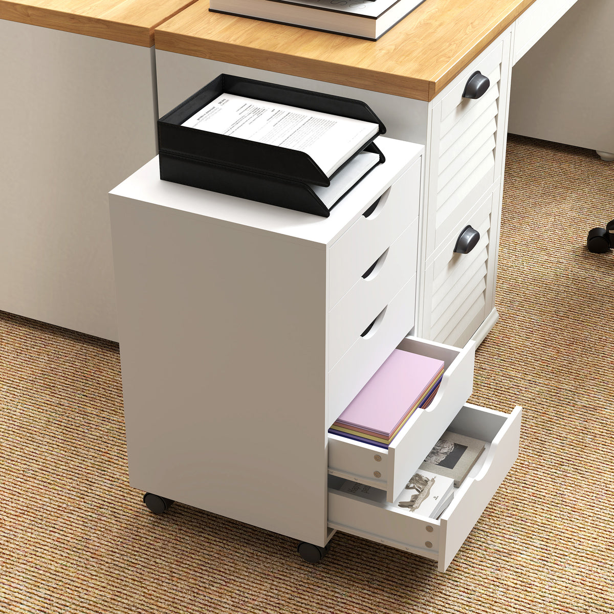 HOMCOM Five-Drawer Filing Cabinet - White