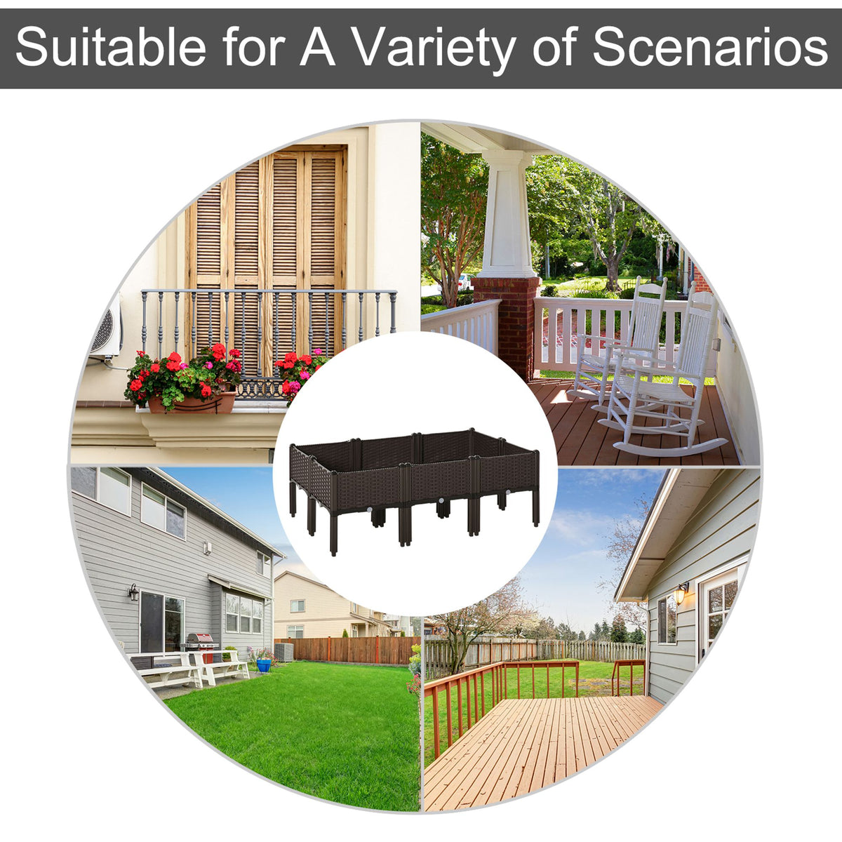 Outsunny brown raised garden planter shown as a compact patio and garden planting option.