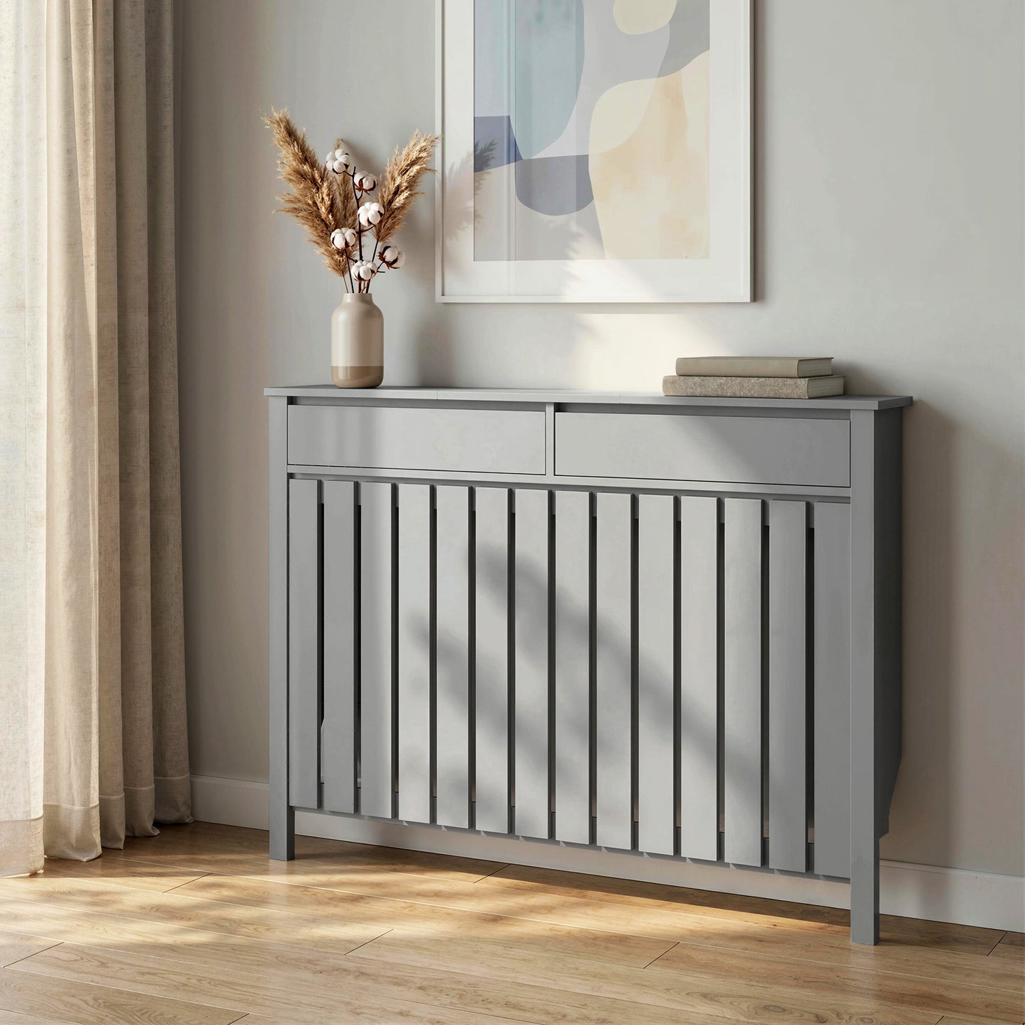 HOMCOM 93 x 119cm Modern Radiator Cover - Grey