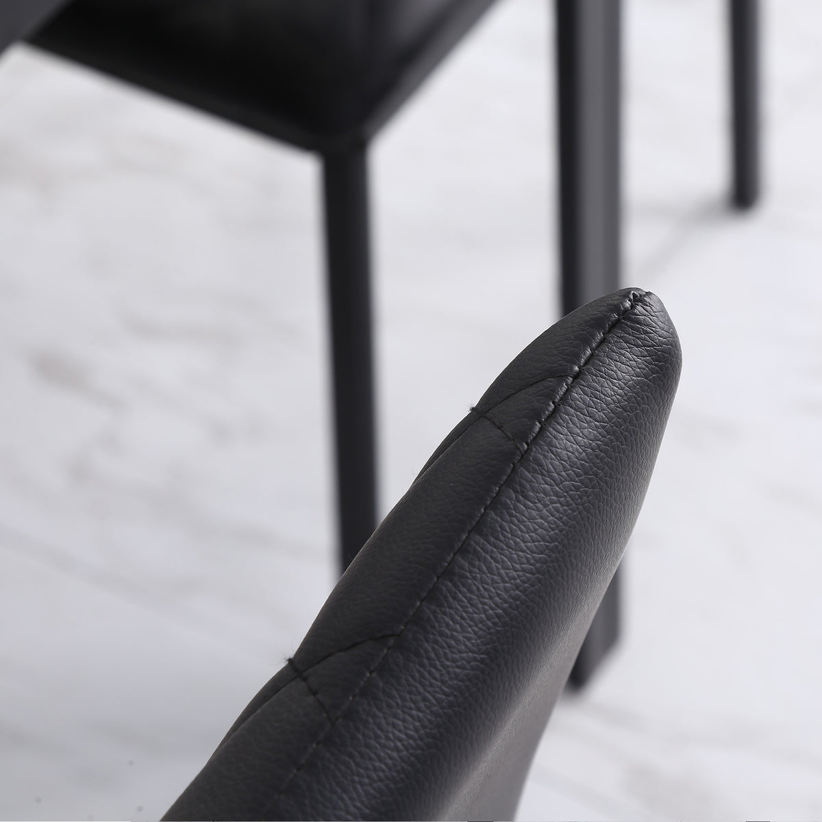 HOMCOM Modern Dining Chairs Upholstered Faux Leather Accent Chairs with Metal Legs for Kitchen, Set of 4, Black