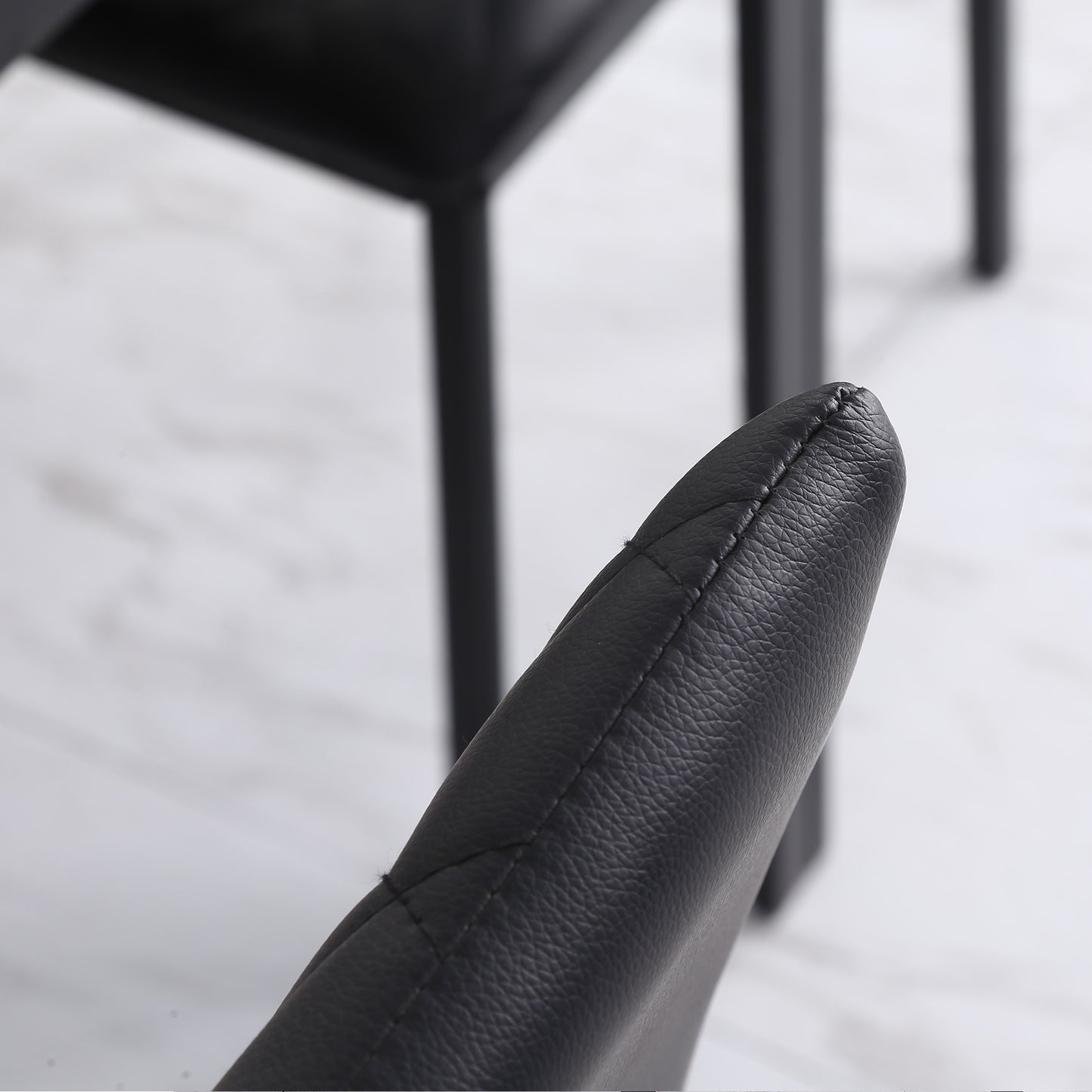 HOMCOM Modern Dining Chairs Upholstered Faux Leather Accent Chairs with Metal Legs for Kitchen, Set of 4, Black