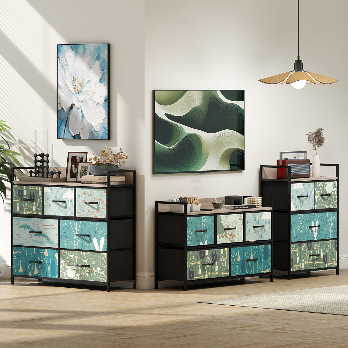 HOMCOM 4-Drawer Chest of Drawers - Blue