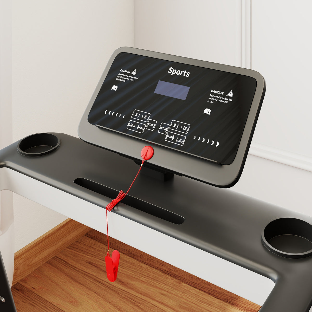 HOMCOM Motorised Folding Treadmill with 500W & LED Screen for Home, Black