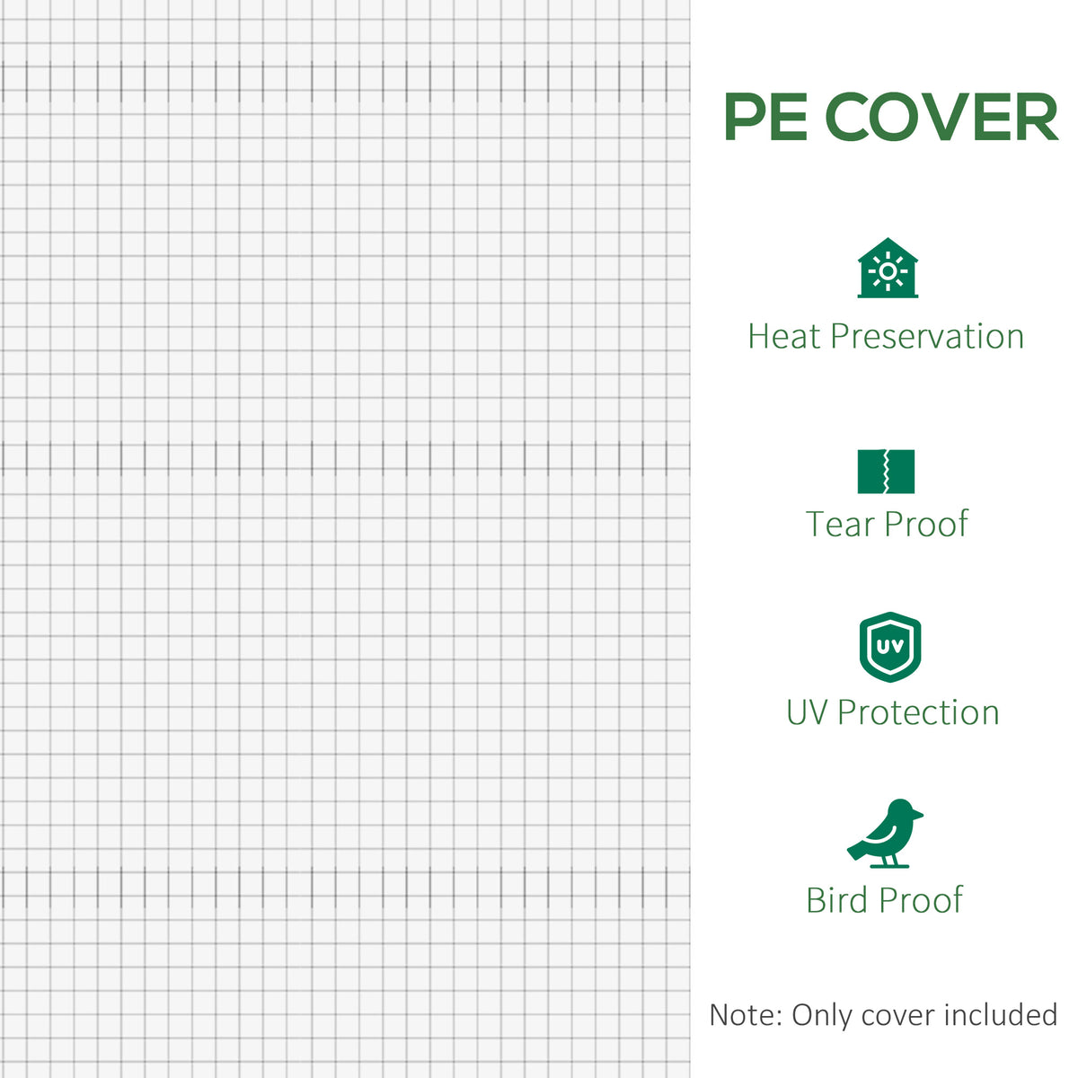 Outsunny white PE greenhouse cover with a fine grid texture