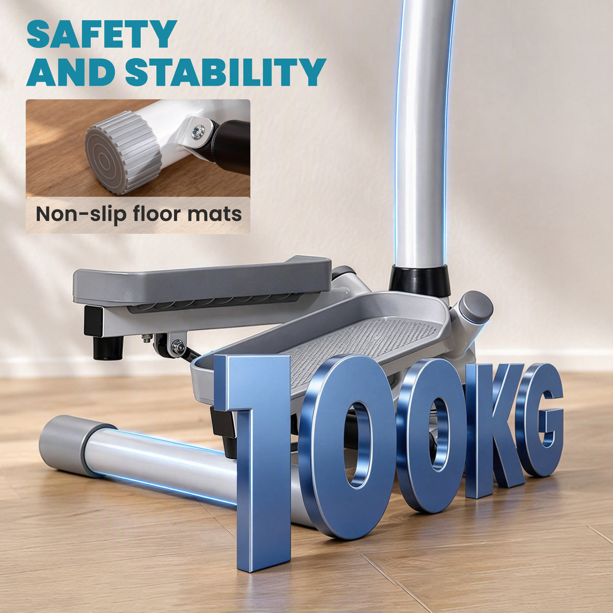 HOMCOM stepper foot pedals and non-slip floor mats, rated for 100 kg