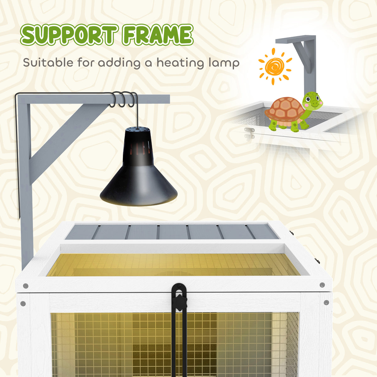 PawHut tortoise enclosure with support frame for adding a heating lamp