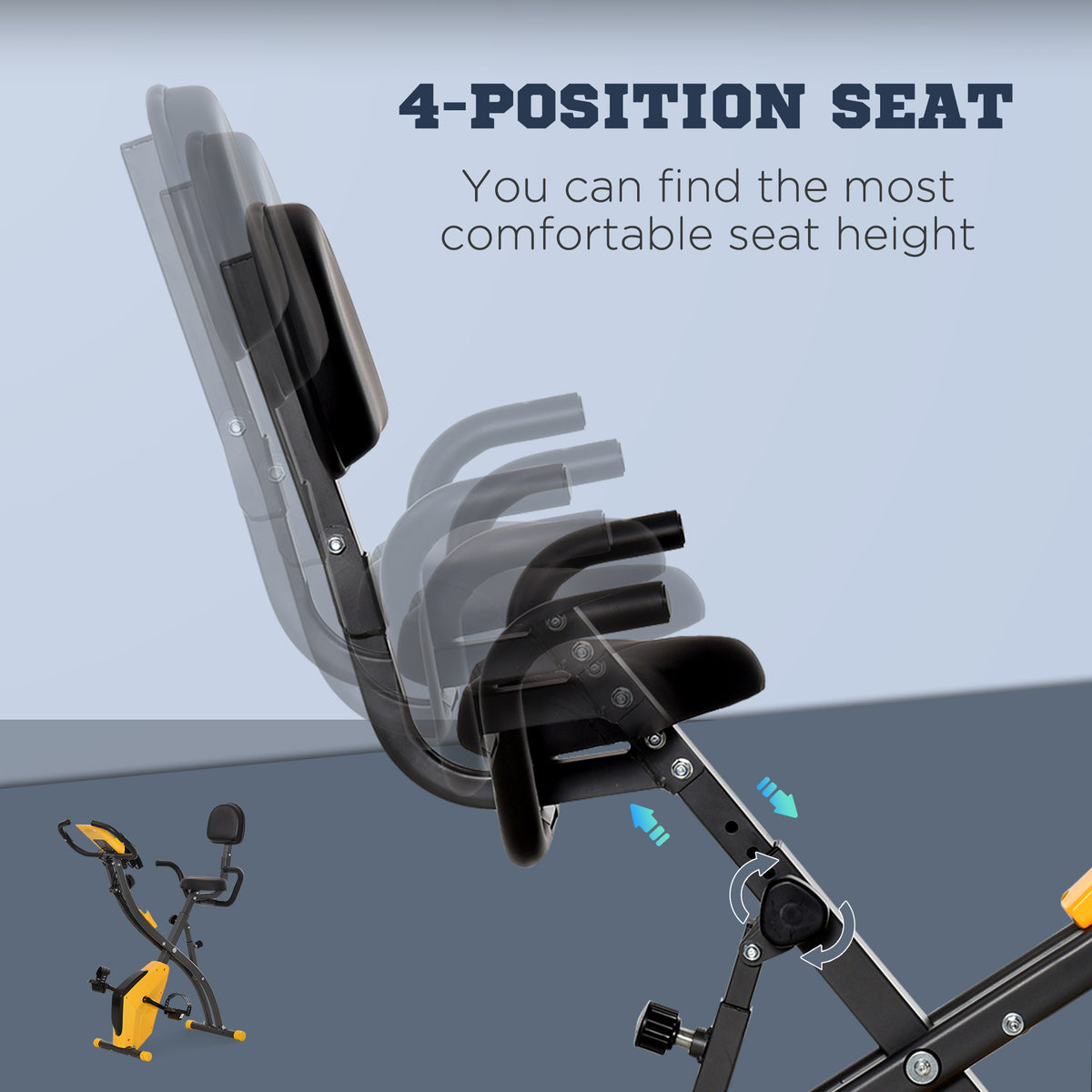 HOMCOM exercise bike seat and backrest adjust to four positions