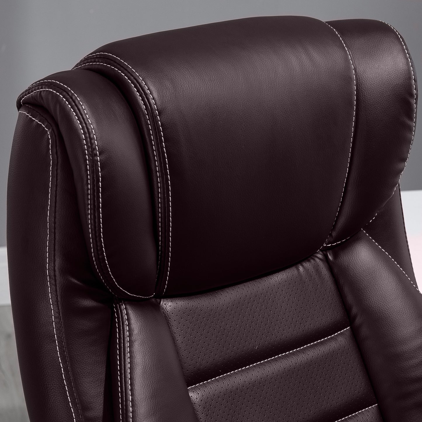 Vinsetto Office Chair with 6-Point Maaage, PU Desk Chair with Padded Seat and Armrest, Computer Chair with Tilt Function for Home, Brown