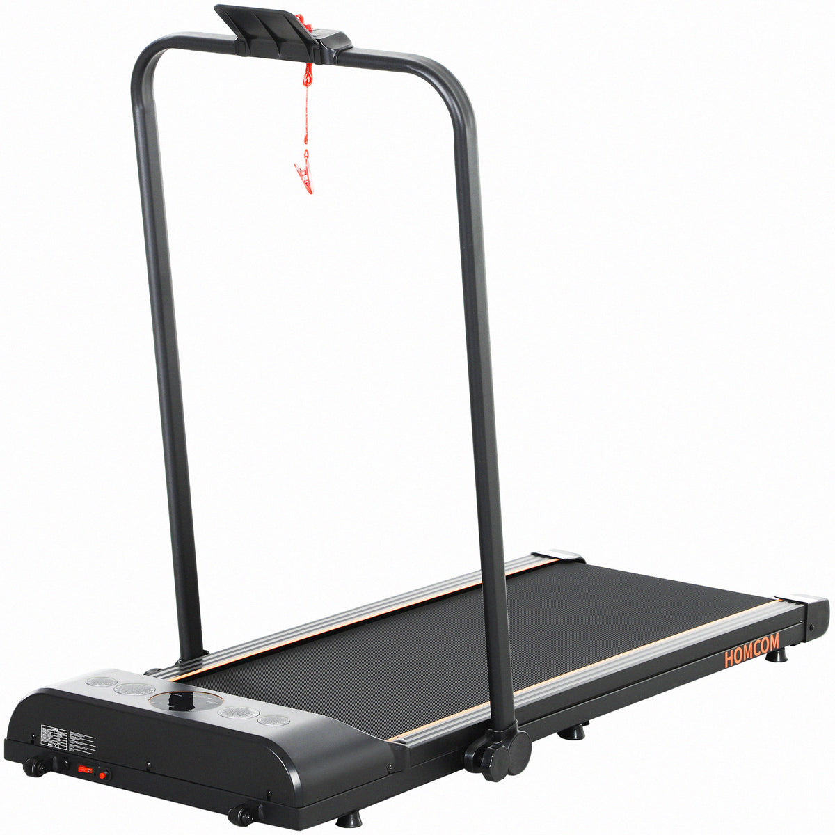 Photo of HOMCOM Foldable Walking Treadmill, with LED Display and Wheels, for Home, Office, Fitness Studio, Orange in Orange colour on a white background