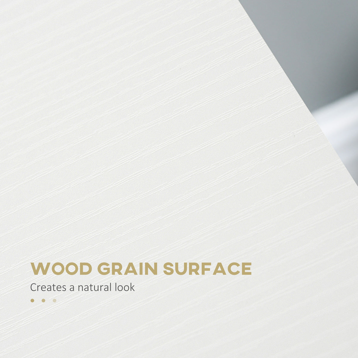 HOMCOM desk tabletop close-up showing its white wood-grain finish