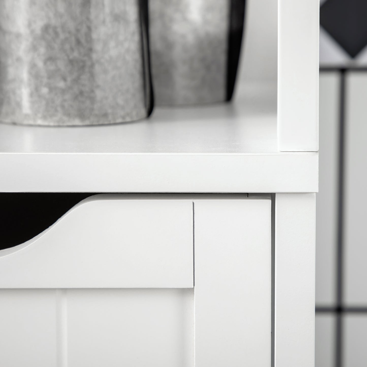 HOMCOM Narrow Floor Cabinet, Bathroom Cabinet with 3 Drawers and 2 Open Shelves, 30W x 30D x 141.6Hcm, White