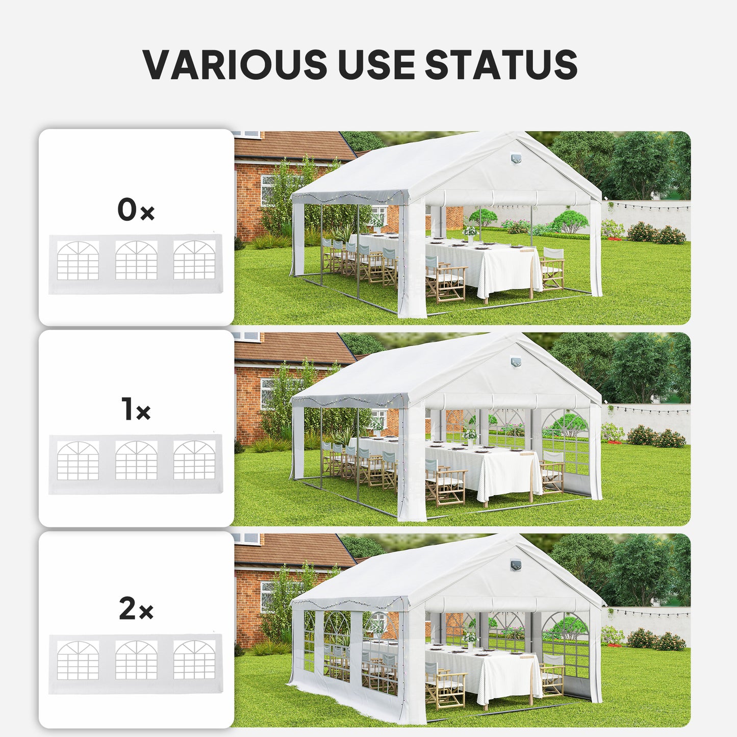 Outsunny 6 x 4 m Party Tent, Heavy Duty Gazebo Canopy with Windows, Outdoor Party Wedding Tent with 4 Removable Sidewalls