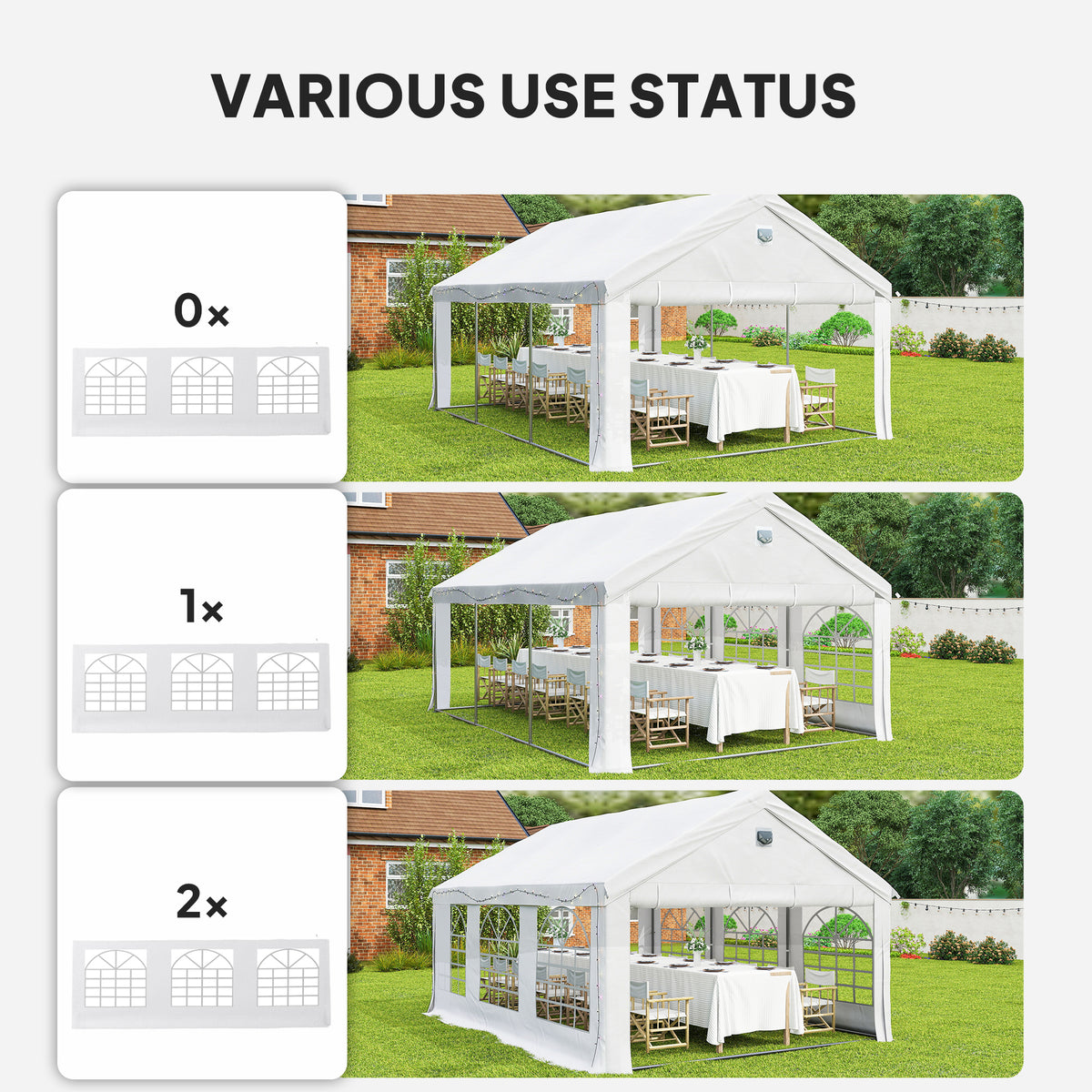 Outsunny 6 x 4 m Party Tent, Heavy Duty Gazebo Canopy with Windows, Outdoor Party Wedding Tent with 4 Removable Sidewalls