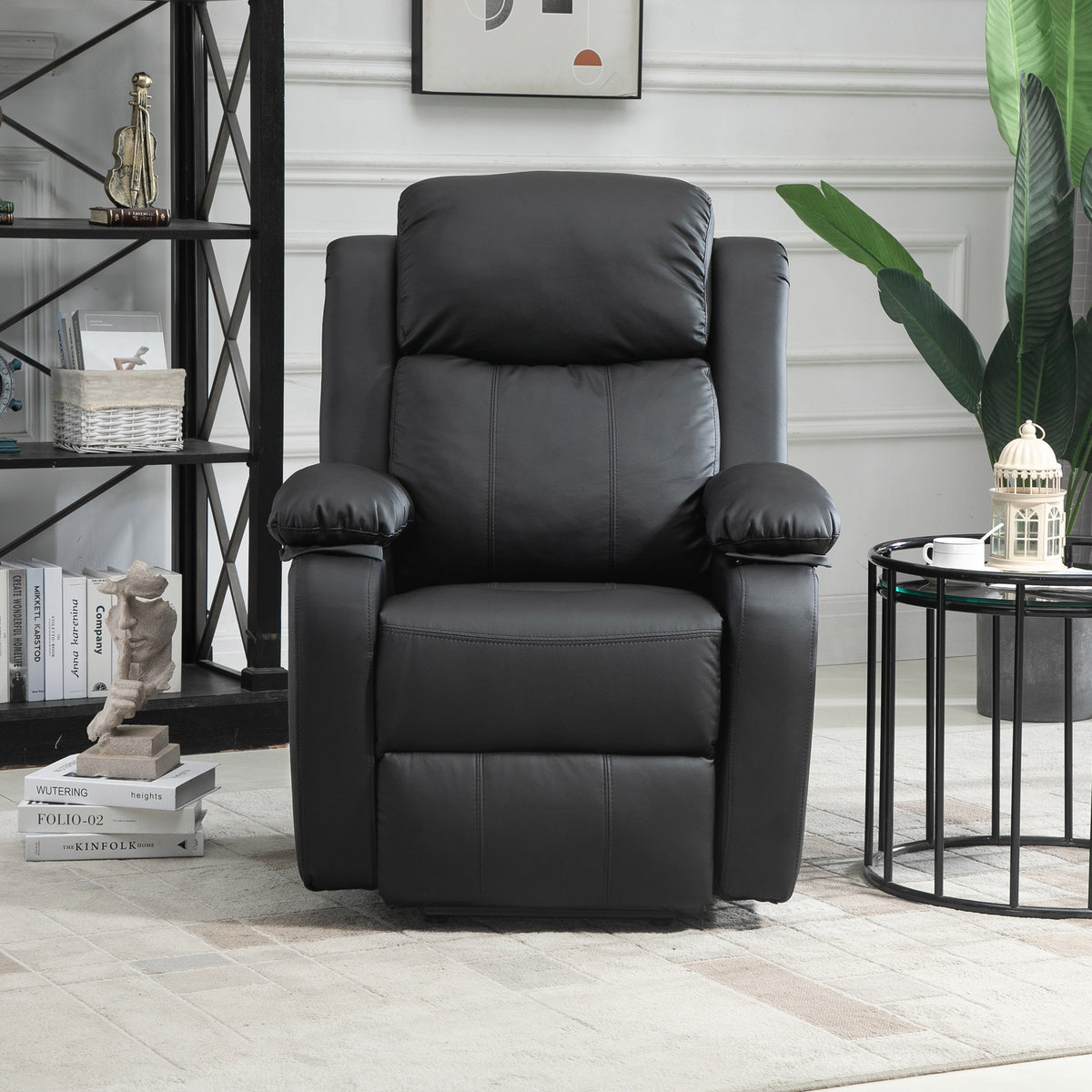 HOMCOM Riser and Recliner Chair with Vibration Massage, PU Leather Power Lift Chair for Elderly, Black