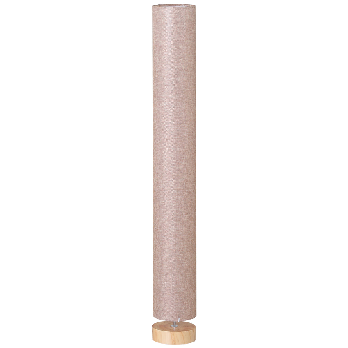 HOMCOM floor lamp with tall cylindrical linen shade and round wood base.