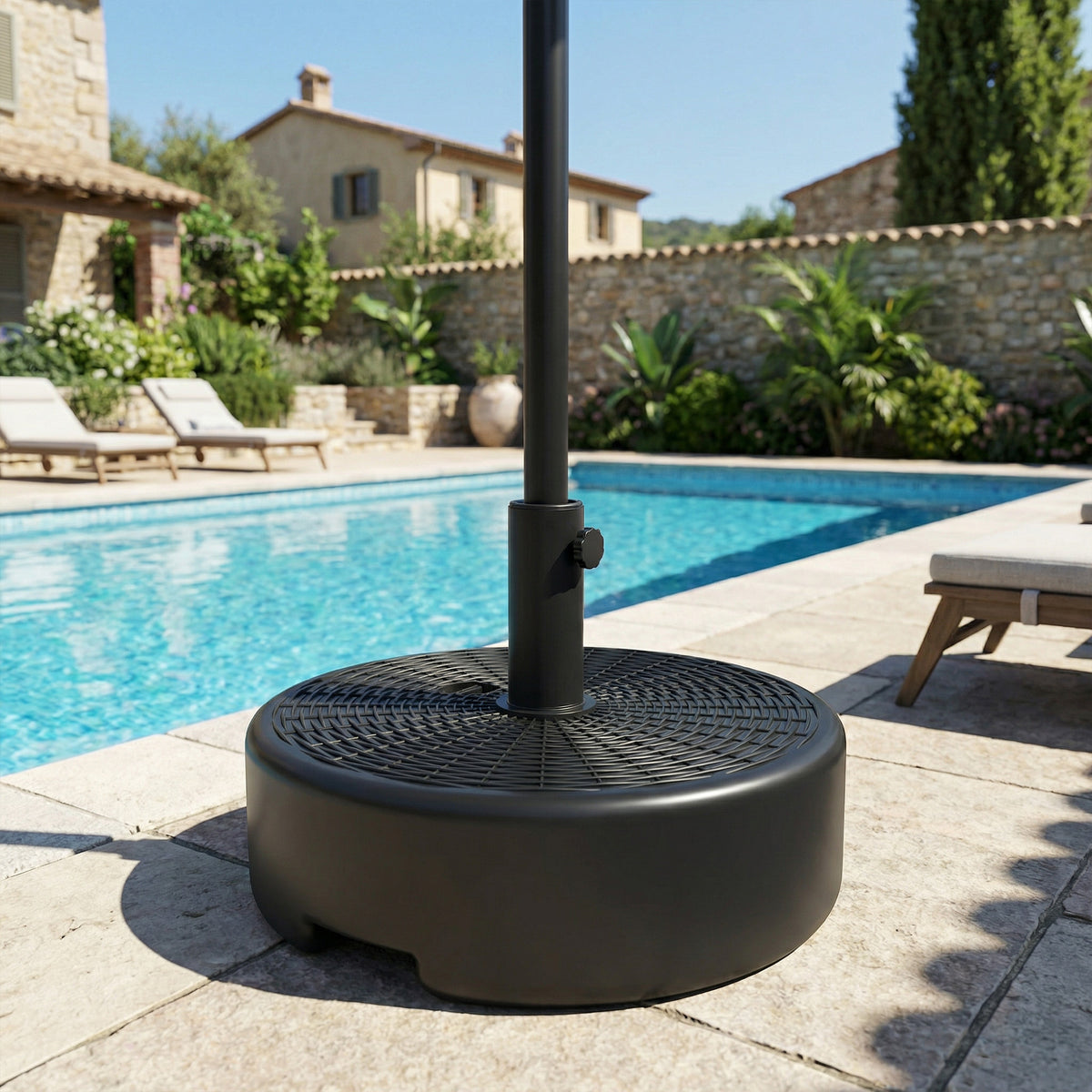 Outsunny Patio Umbrella Base 22kg Sand Filled Garden Parasol Stand forfor 38mm/48mm Poles, Black