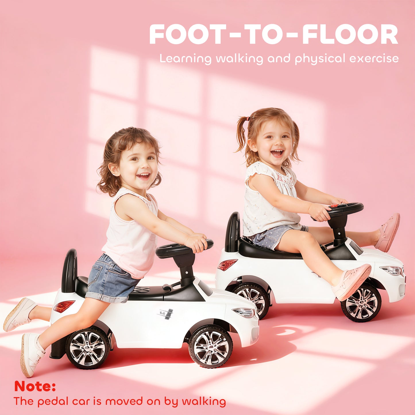 HOMCOM Ride on Car Baby Toddler Walker Foot to Floor Sliding Car Slider, White