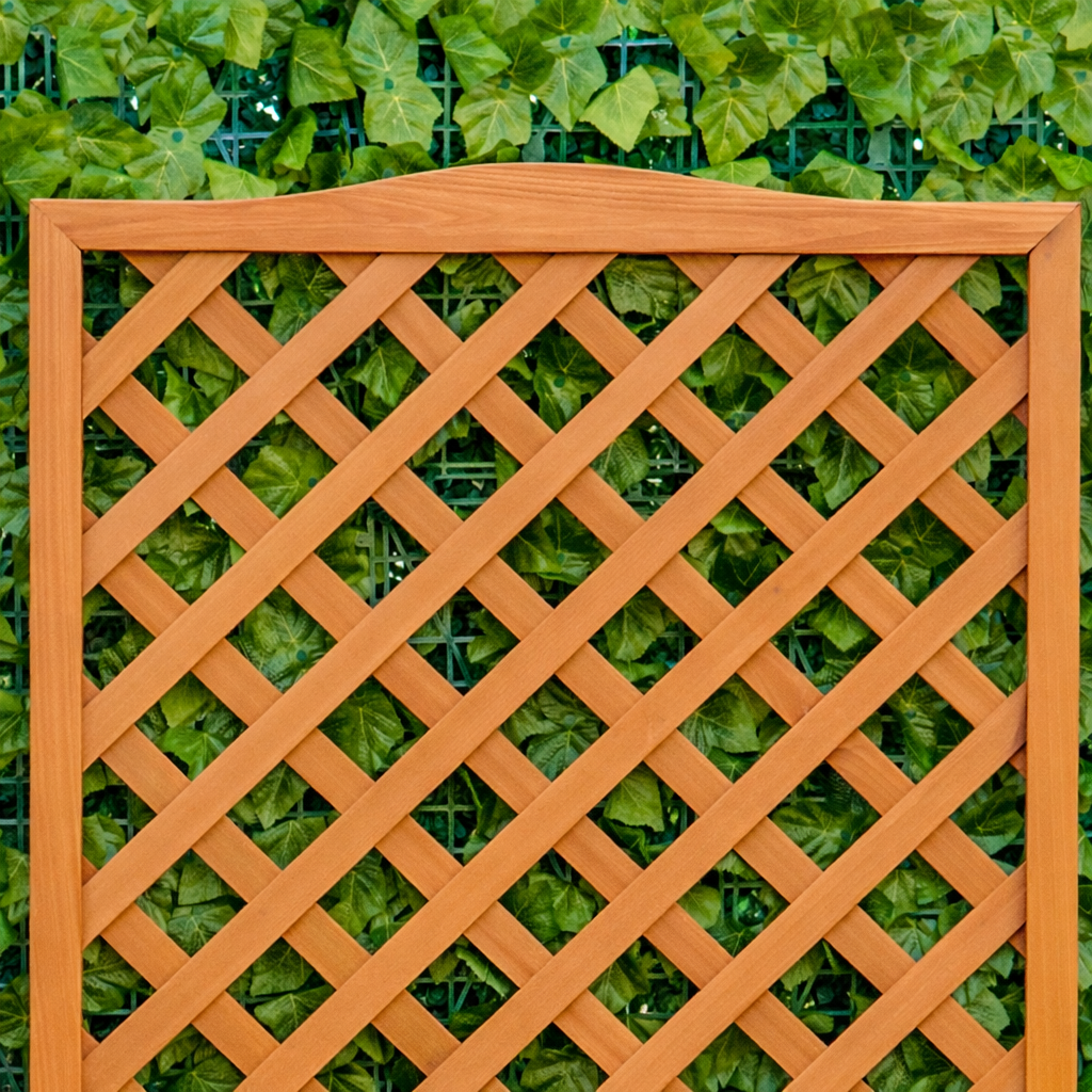 Outsunny 53L Garden Wooden Planter Box with Trellis Free Standing Flower Raised Bed with Lattice for Climbing Plants, 76cm x 36cm x 170cm, Brown