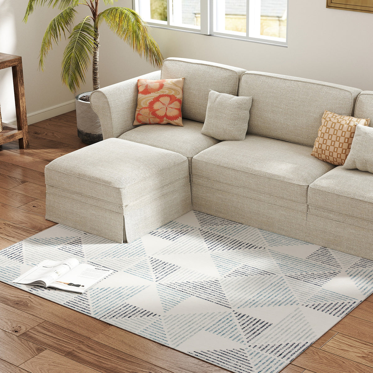 HOMCOM Modern Area Rug, Geometric Pattern Non-Slip Washable Rug, Soft Floor Carpet for Living Room, Bedroom, Dining Room, Home Office, 170 x 120 cm, Multi-Coloured