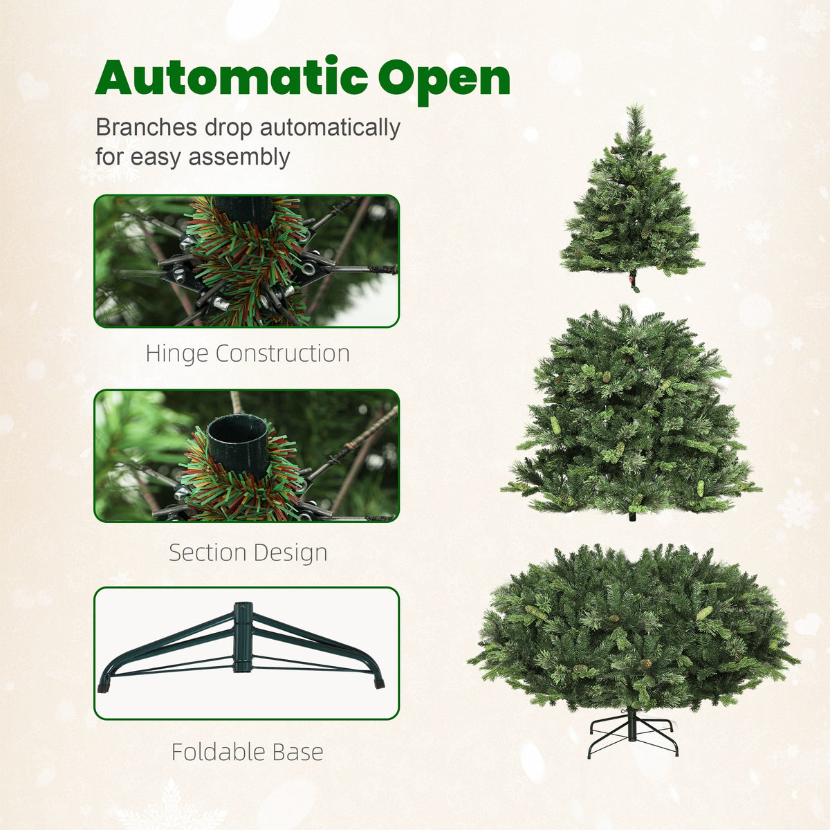 HOMCOM 6ft Artificial Pine LED Christmas Tree, with Remote
