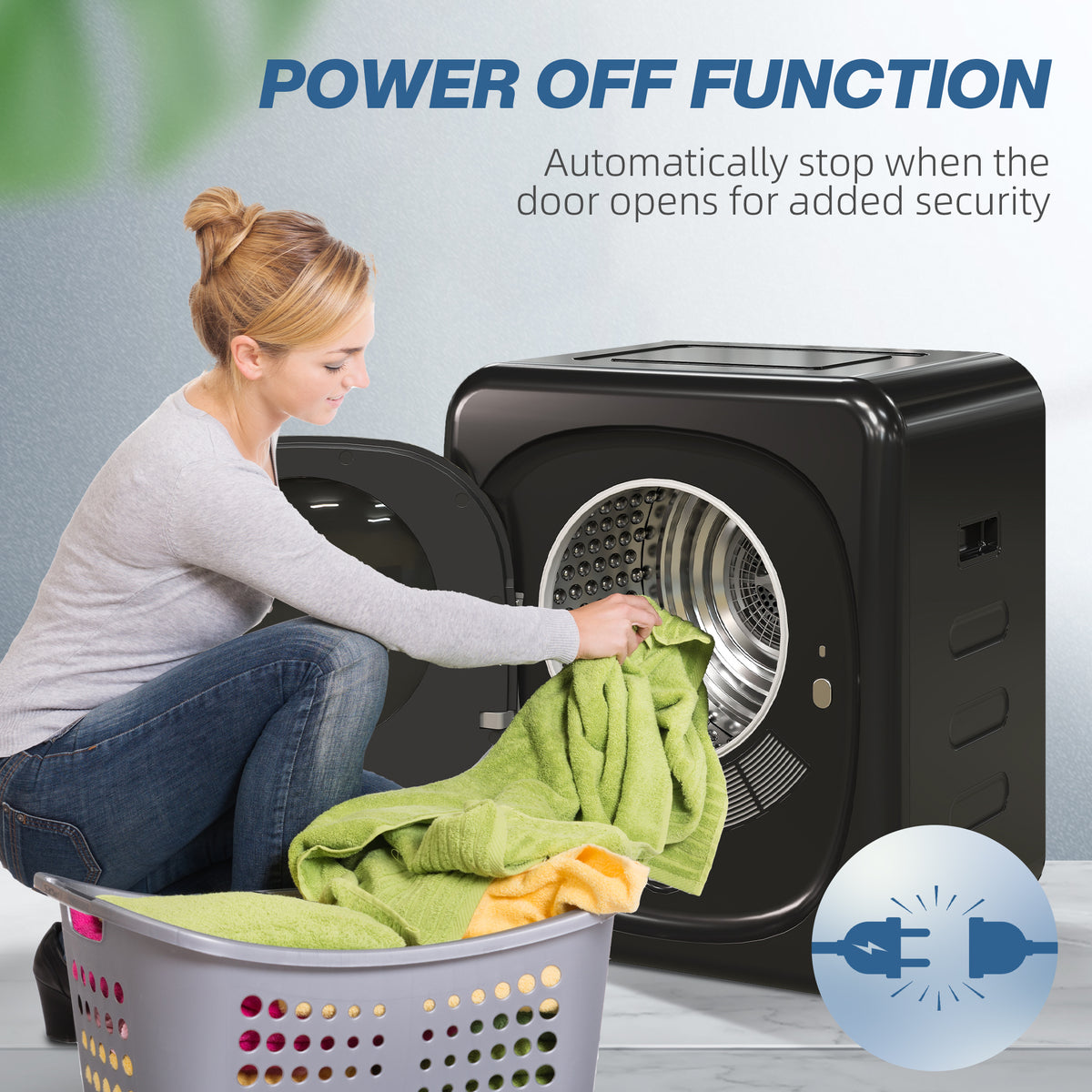 HOMCOM 2.5 kg Compact Tumble Dryer, with UV Sterilisation - Black