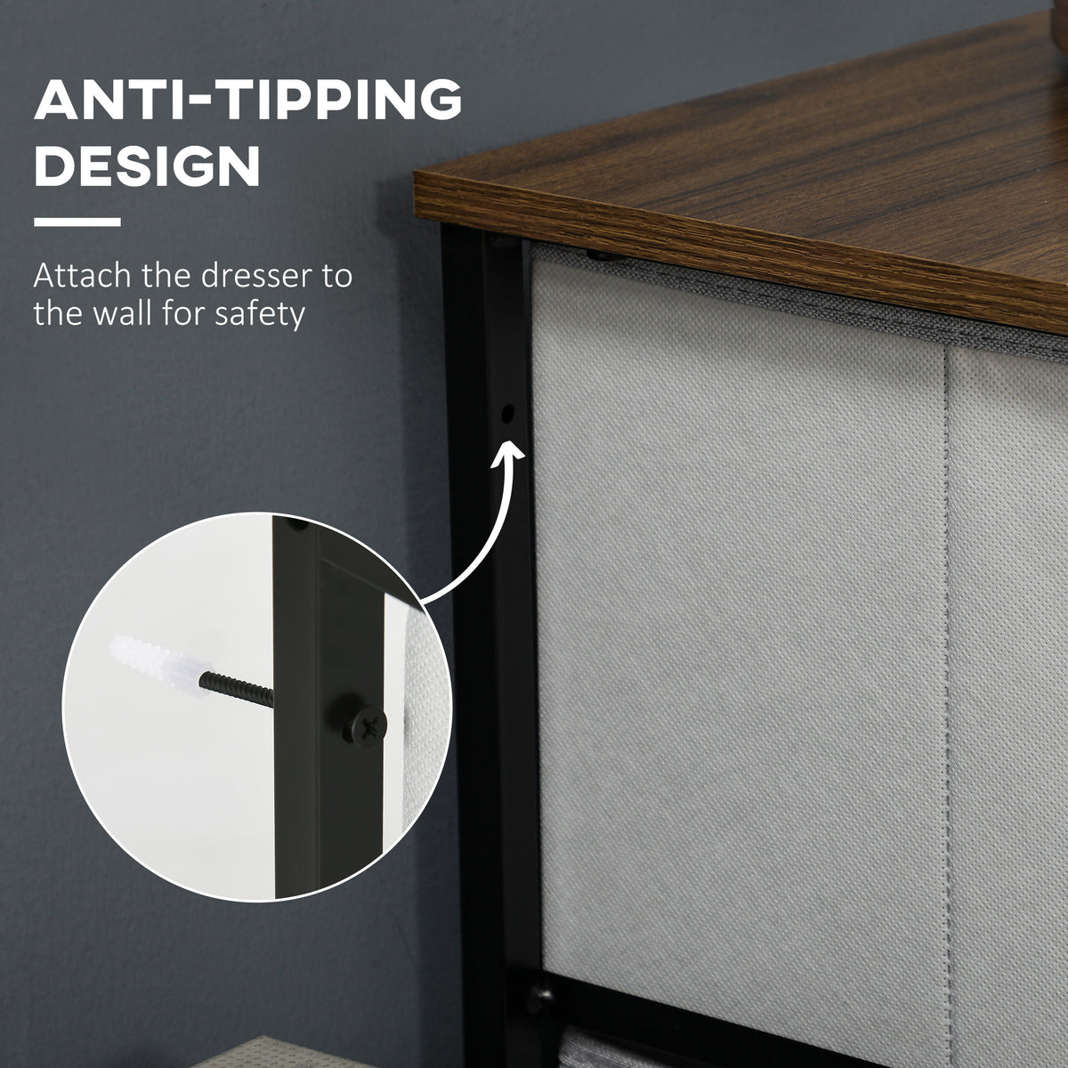 Fabric chest detail showing a wall-anchoring point on the steel frame