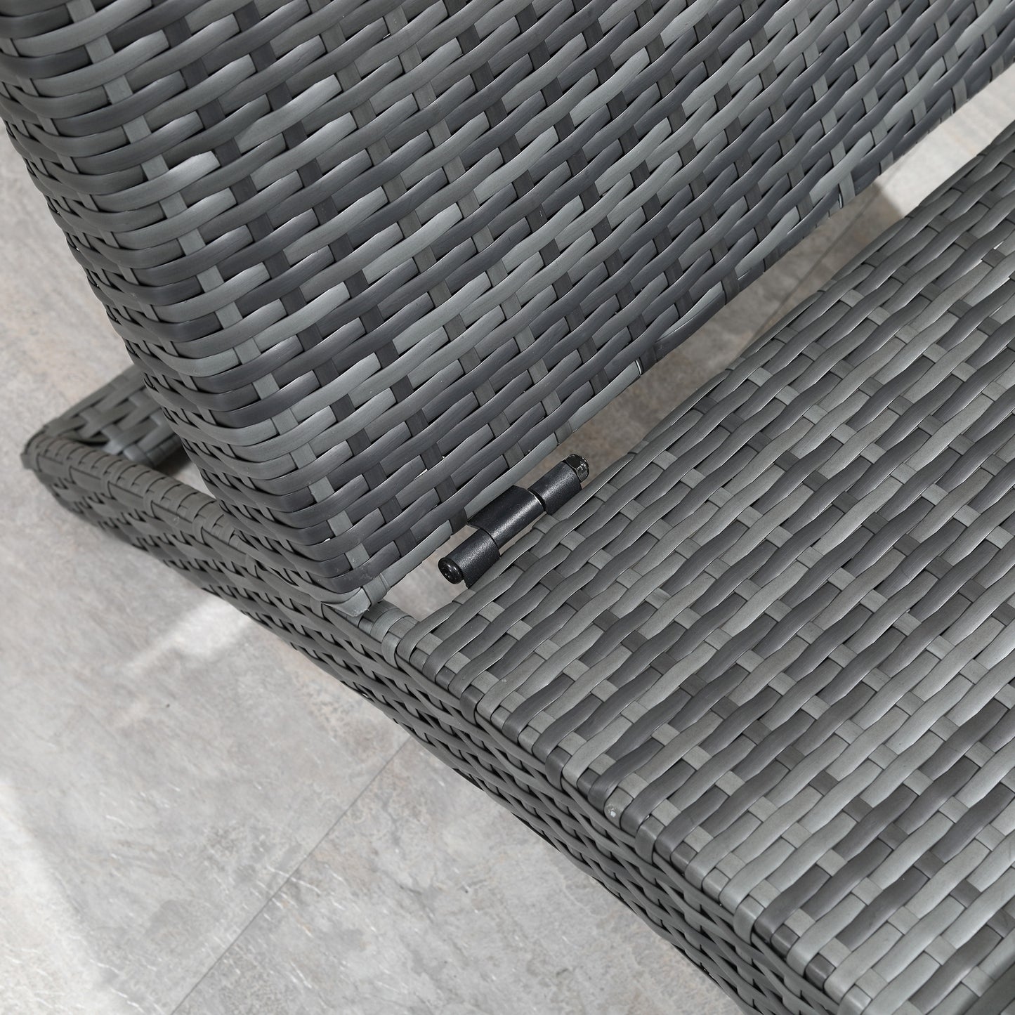 Outsunny Folding Sun Lounger, PE Rattan Garden Lounger Chair with Soft Padded Cushion, Ergonomic Curved Design Sun Bed for Balcony, Garden, Grey